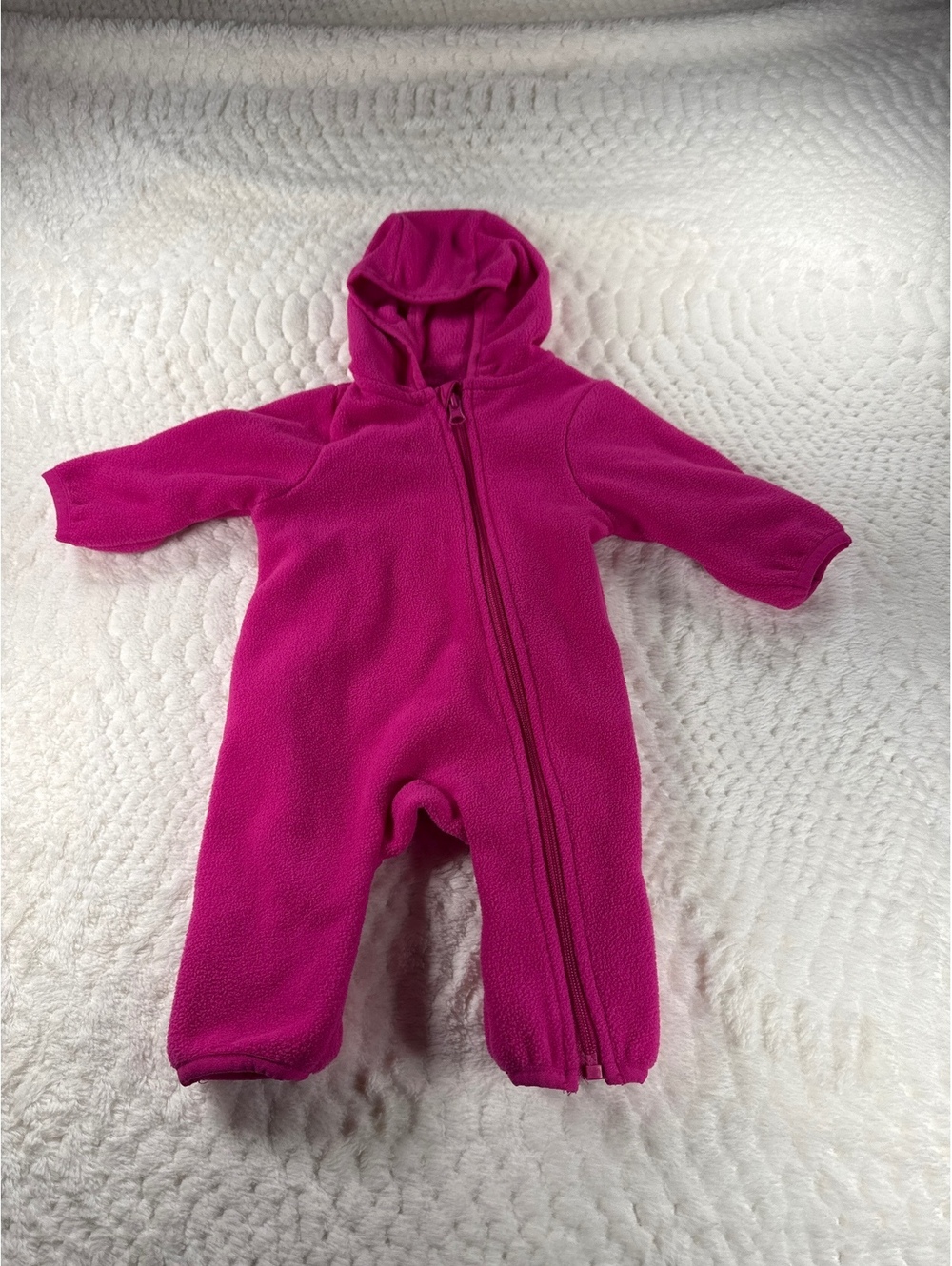 Wonder Nation Baby Fleece Hooded One-Piece Suit 0-3M Pink